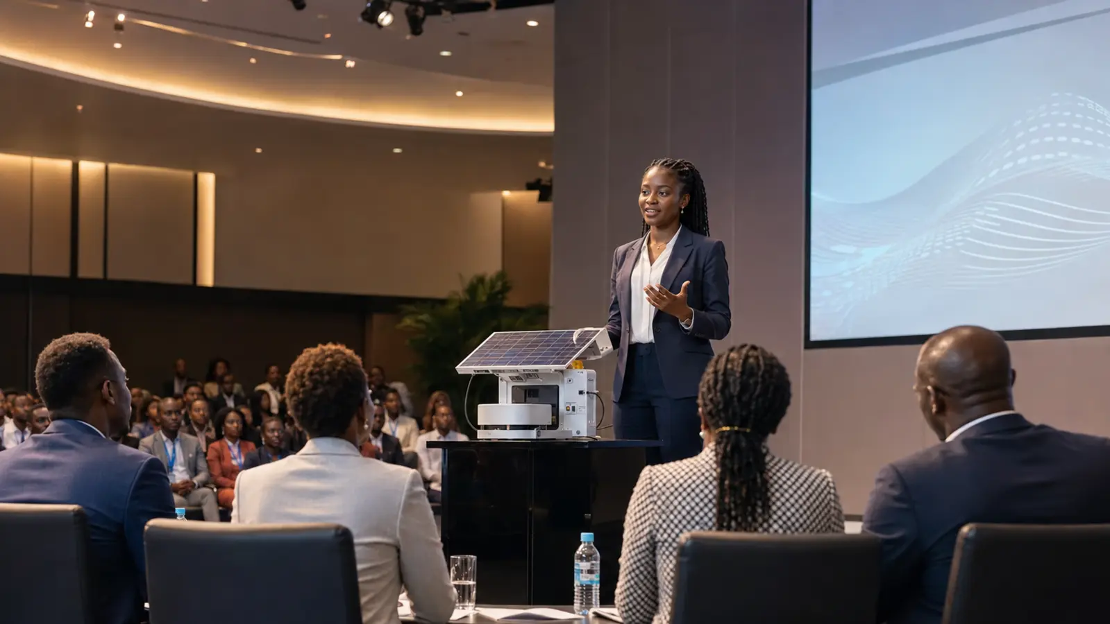 African expert addressing a distinguished professional audience