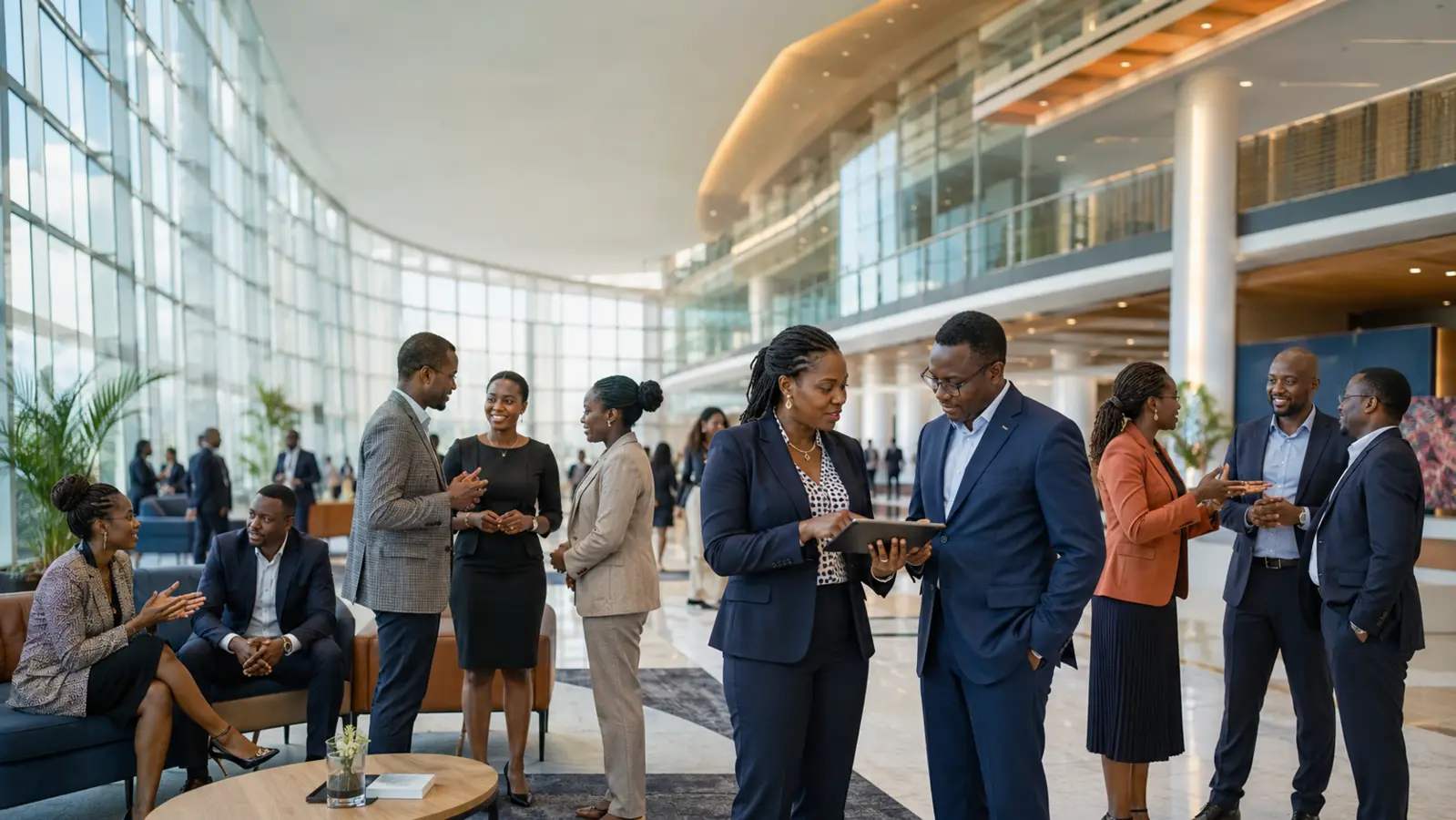 African professionals connecting in a future-of-work environment